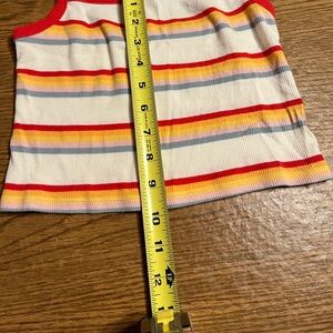Ribbed Stripe Tank Top - White with Red, Yellow & Blue Stripes